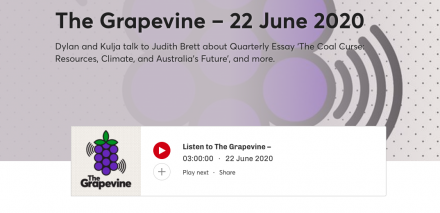 Judith Brett on Tripl J “The Grapevine”